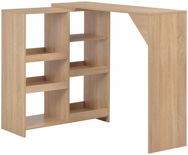 Bartisch, Stehtisch, Bistrotisch mit Beweglichem Regal Eichenbraun 138x39x110 cm