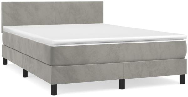 vidaXL Boxspringbett mit Matratze Hellgrau 140x200 cm Samt 3141185