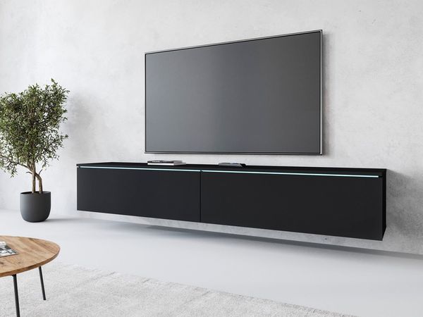 INOSIGN Lowboard LOWBOARD VERA, wahlweise mit oder ohne Beleuchtung, Modernes griffloses TV-Board, 180 cm TV-Schrank, stehend und hängend