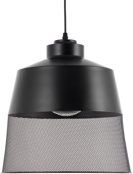 'Muga' Hängeleuchte Schwarz Metall mit Schirm in Glockenform und Netz-Optik Vintage Minimalistischer Stil