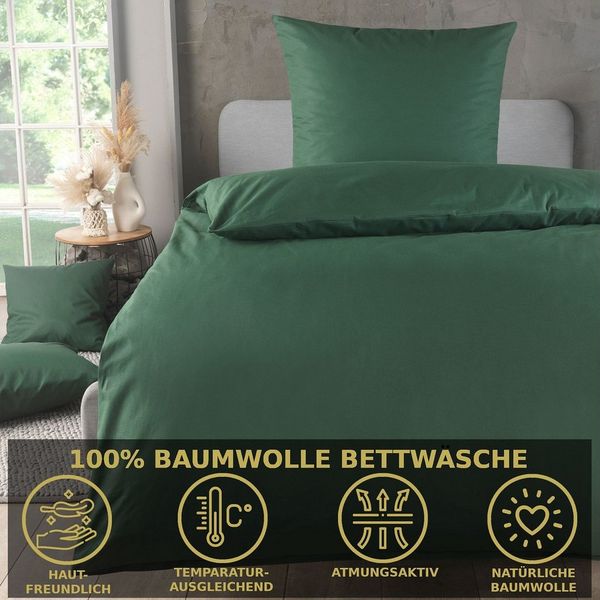 Malika Bettwäsche 135x200 + 80x80 cm atmungsaktiver Baummwoll Renforce Bettbezug, Renforce Baumwolle, 2 teilig, Für Allergiker geeignet, pflegeleicht, angenehm weicher Stoff
