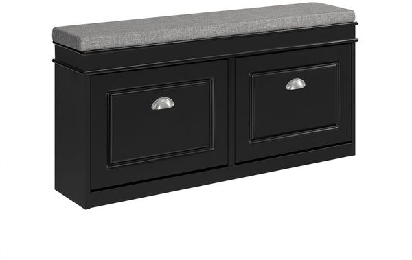 SoBuy FSR64-SCH Schuhbank, MDF, Lackiert, Schwarz, 104 x 51 x 24 cm