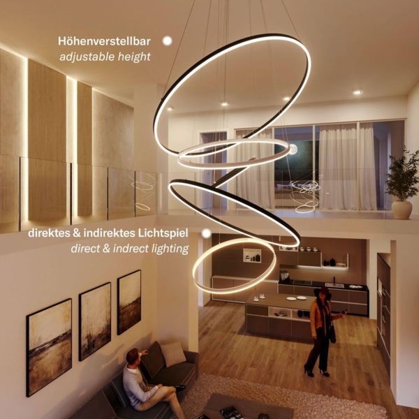 s.luce LED Ring Pendelleuchte rund Direkt oder Indirekt Gold Ø 120cm Bild 7