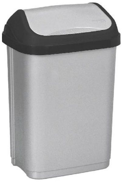 Keeeper 'Swantje' Abfalleimer mit Schwingdeckel, Silber / Anthrazit, 10 Liter