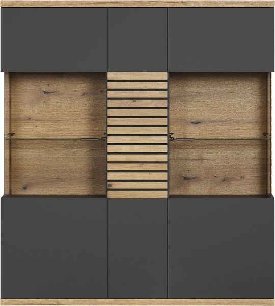 Highboard Norris in grau und Eiche Evoke 131 x 147 cm