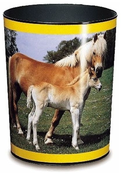 Läufer Papierkorb Motivposter 13 Liter Pferd und Fohlen