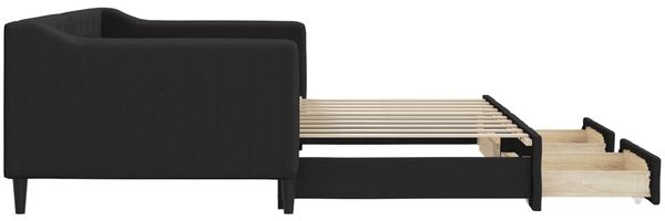 vidaXL Tagesbett Ausziehbar mit Schubladen Schwarz 90x190 cm Stoff 3197474 Bild 7