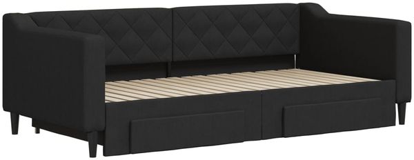 vidaXL Tagesbett Ausziehbar mit Schubladen Schwarz 90x190 cm Stoff 3197474 Bild 3