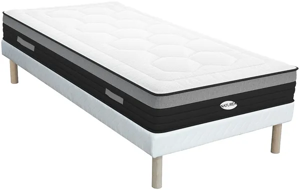 Vente-unique - AMARANTE Mattress and bed base set StoffStoff Weiß - B 90 cm x H 31 cm25 cm x L 200 cm