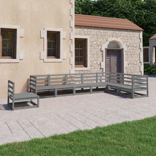 vidaXL 8-tlg. Garten-Lounge-Set Grau Kiefer Massivholz 3075776