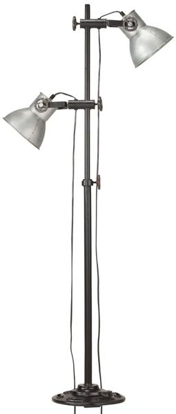 vidaXL Stehlampe 2-flammig Silbern E27 Gusseisen 320583 Bild 4