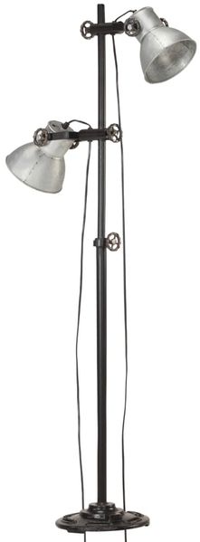 vidaXL Stehlampe 2-flammig Silbern E27 Gusseisen 320583 Bild 2