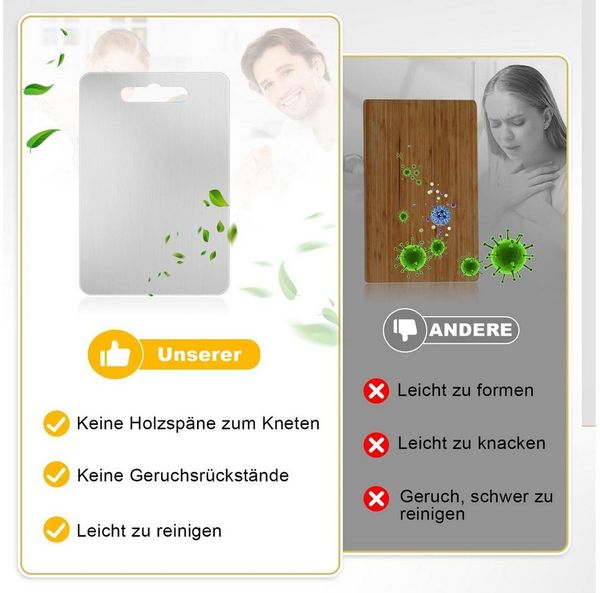 HAUSS SPOLE Schneidebrett Edelstahl für Gemüse, Obst Küchenbrett Küchenutensil Schneidewerkzeug
