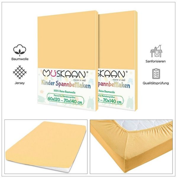 TRENDBUY24 Spannbettlaken Kinder Spannbettlaken 60x120 - 70x140 cm, Baumwolle, Gummizug: ja, (1 Stück), JERSEY