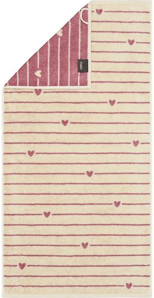 2 Stück Cawö Handtuch 50x100 cm Heart Beats Line beere Herzen rosa 6276-32 Bild 5