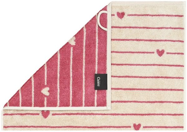 2 Stück Cawö Handtuch 50x100 cm Heart Beats Line beere Herzen rosa 6276-32