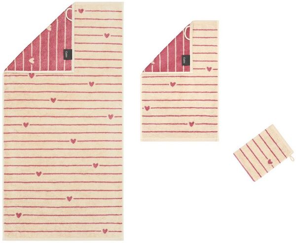 2 Stück Cawö Handtuch 50x100 cm Heart Beats Line beere Herzen rosa 6276-32 Bild 3