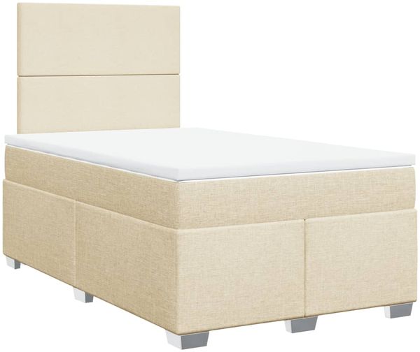 vidaXL Boxspringbett mit Matratze Creme 120x200 cm Stoff 3292753 Bild 3