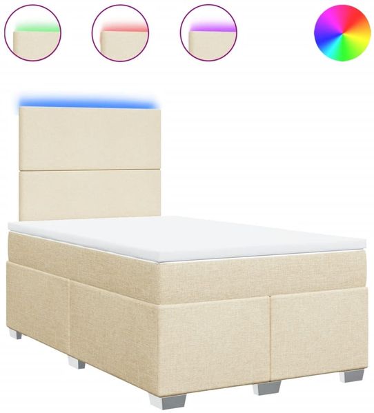 vidaXL Boxspringbett mit Matratze Creme 120x200 cm Stoff 3292753 Bild 2