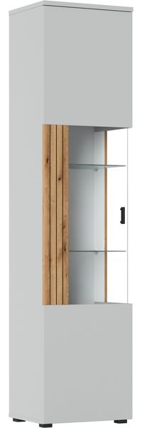 Glasvitrine >ALVERNO< in Asche/Coast Evoke Eiche Lamelle-Dekor - 50x208x40 (BxHxT) Bild 3