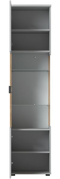 Glasvitrine >ALVERNO< in Asche/Coast Evoke Eiche Lamelle-Dekor - 50x208x40 (BxHxT) Bild 2