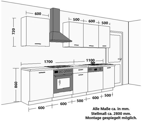 Küche MONZA + ARONA BASIC 280 cm Küchenzeile Küchenblock Einbauküche Nussbaum Okapi matt + Kaschmir beige matt Bild 6