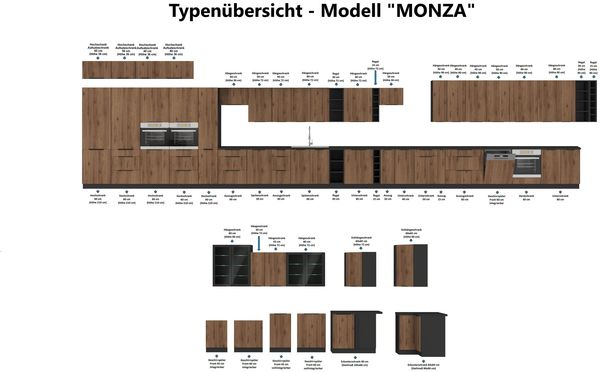Küche MONZA + ARONA BASIC 280 cm Küchenzeile Küchenblock Einbauküche Nussbaum Okapi matt + Kaschmir beige matt Bild 7