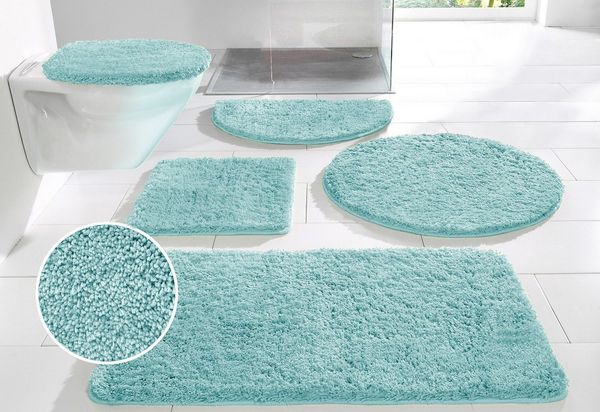 OTTO home Badematte Inga, Badezimmer Teppich, Badvorleger, Höhe 20 mm, rutschhemmend beschichtet, schnell trocknend, strapazierfähig, fußbodenheizungsgeeignet, Polyester, rechteckig, Badteppich, unifarben, weich, als halbrund und rechteckig erhältlich