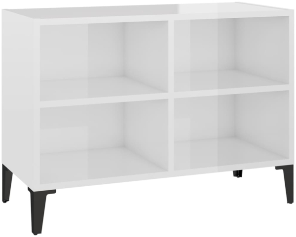 vidaXL TV-Schrank mit Metallbeinen Hochglanz-Weiß 69,5x30x50cm 805938