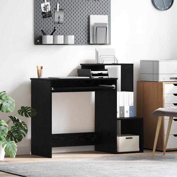 vidaXL Schreibtisch mit Regal Schwarz Eichen-Optik 106 x 41 x 88.5 cm 869467