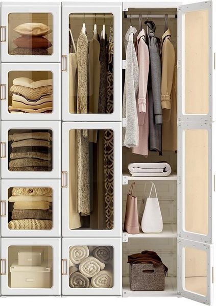 Dripex Kleiderschrank Faltbarer Schrank, Mehrzweckschrank, mit magnetische Türen Einfache Montage, faltbar