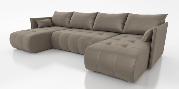 Wohnero24 NESSA U Ecksofa 292x152 cm mit Schlaffunktion 280x140 & Bettkasten – XXL Wohnlandschaft Beige