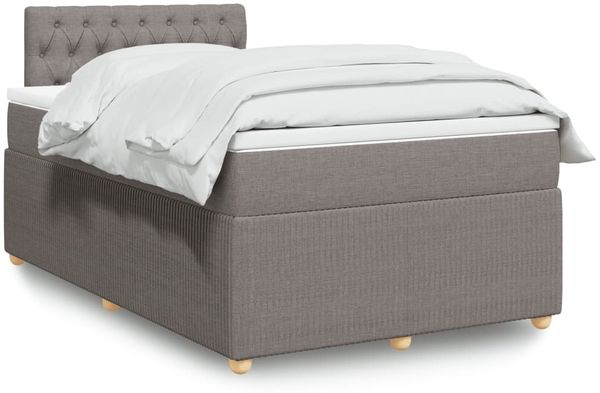 vidaXL Boxspringbett mit Matratze Taupe 120x190 cm Stoff 3287406