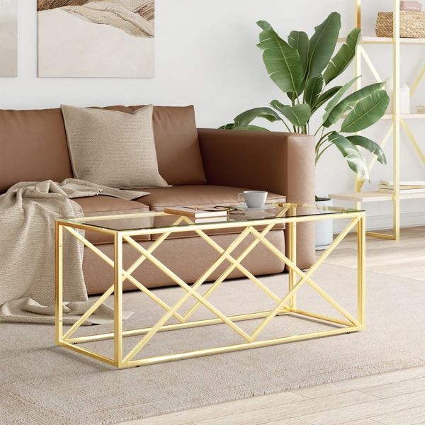 vidaXL Couchtisch 110x45x45 cm Edelstahl und Glas 349962