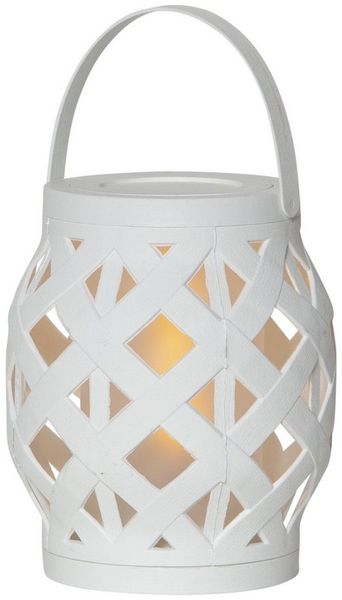 STAR TRADING Außen-Tischleuchte Flame lantern, LED Outdoor-Laterne,Flame Lantern, Batterie und Timer, weiß, 16cm, Ø