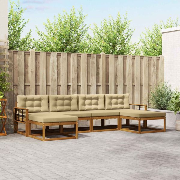 vidaXL Outdoor-Sofagarnitur mit Kissen 6 pcs Natur und Beige 3367976