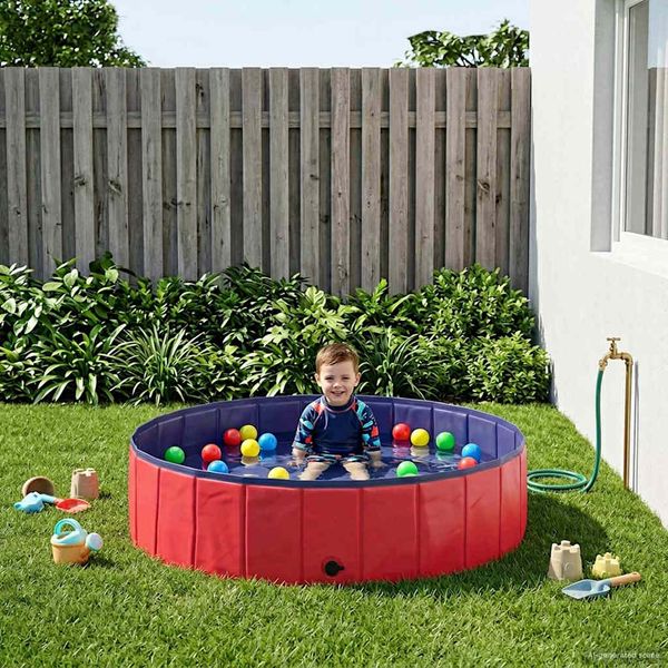 vidaXL Kinder Schwimmbecken Rot und Blau Ø 120 x 30 cm 3416316