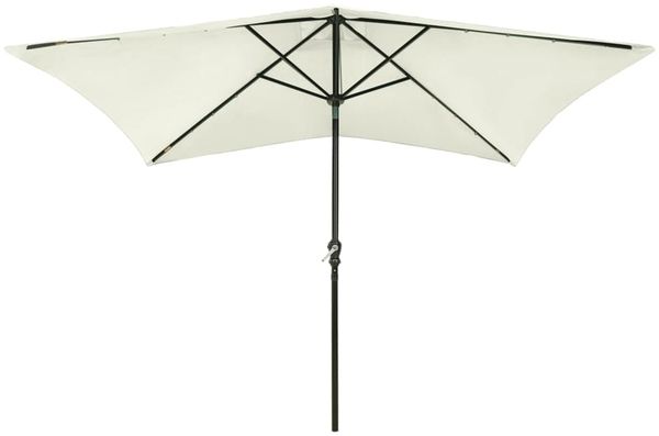 Sonnenschirm, Terrassenschirm mit LEDs und Stahl-Mast Sandweiß 2x3 m