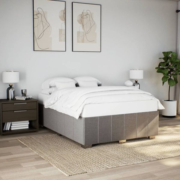 vidaXL Bettgestell ohne Matratze Taupe 140x200 cm Stoff 3284843