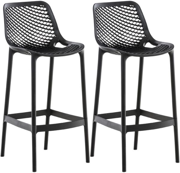 2er Set Barhocker BUNIM - Kunststoff Schwarz 45x53x105 cm | Barstuhl Mit Lehne Tresenhocker Tresenstuhl Kneipenhocker Kneipenstuhl