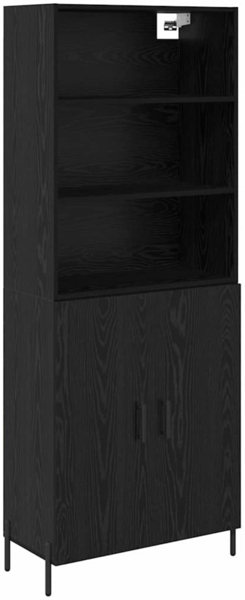 vidaXL Highboard Schwarz Eichen-Optik 69,5 x 34 x 180 cm Holzwerkstoff 3416085