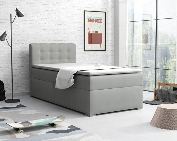 Deine Möbel 24 Boxspringbett JUNG 3 Polsterbett Jungendbett inkl. Matratzen H3 / H4 inkl. Topper (Boxbett für Jugendliche Creme Grau Beige Hellgrau Dunkegrau Anthrazit Schwarz, 3-St, Bonellfederkernmatratze H3 Taschenfederkernmatratze H4), 90x200 100x2...