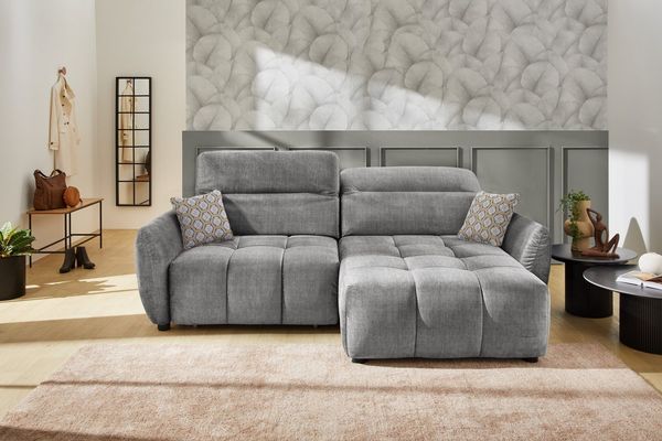 Jockenhöfer Gruppe Ecksofa Zoom L-Form, B: 263 cm, mit 60 cm elektr. Sitztiefenverstellung, 140kg Belastbarkeit, USB-Anschluss, Kopfteilverstellung & Zierkissen