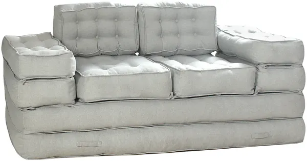 Vente-unique - DILAKO Sofa Stoff Grau - B 70 cm x H 90 cm x L 195 cm Bild 5