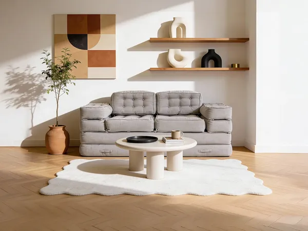 Vente-unique - DILAKO Sofa Stoff Grau - B 70 cm x H 90 cm x L 195 cm
