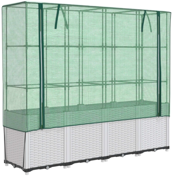 vidaXL Hochbeet mit Gewächshaus-Aufsatz Rattan-Optik 160x40x153 cm 4015845