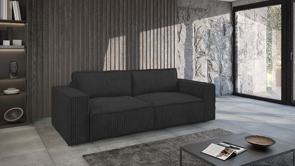 Sofa 3-Sitzer mit Schlaffunktion VAJANA Stoff Tilia Schwarz