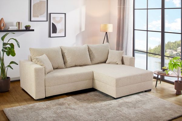 Jockenhöfer Gruppe Ecksofa Elmau XL L-Form, B: 261 cm, mit Bettfunktion, Bettkasten & 2 Zierkissen