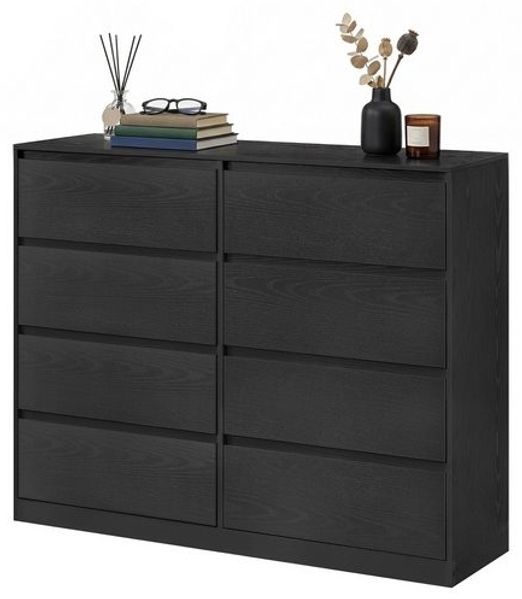VASAGLE Kommode, Aufbewahrungsschrank, mit 8 Schubladen, für Schlafzimmer, 40 x 119,4 x 97.5 cm, modern, schwarz