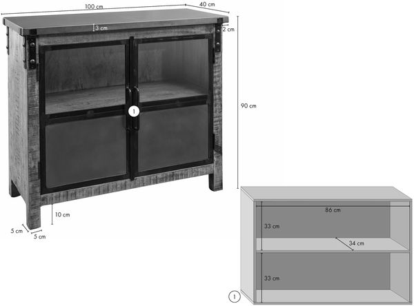 Sideboard Mango 100x40x90 grau lackiert HEAVY INDUSTRY #127 Bild 8